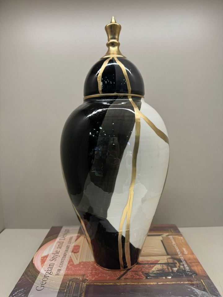 Desenli Gold Detaylı Küp Büyük Boy