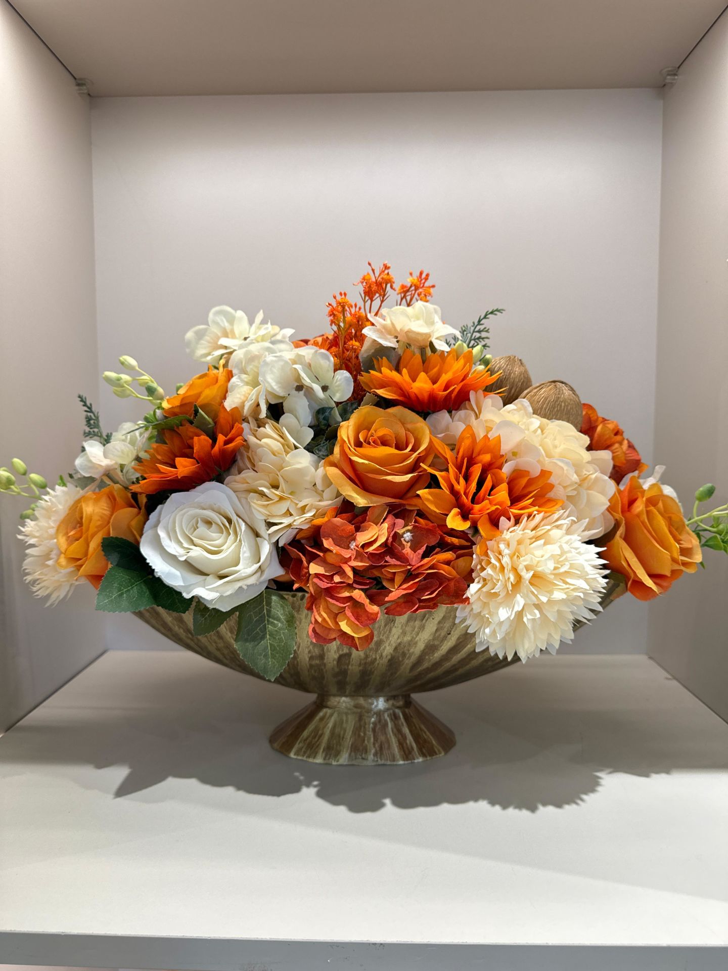 Yapay Gül Tanzimli Döküm Vazo Eskitme