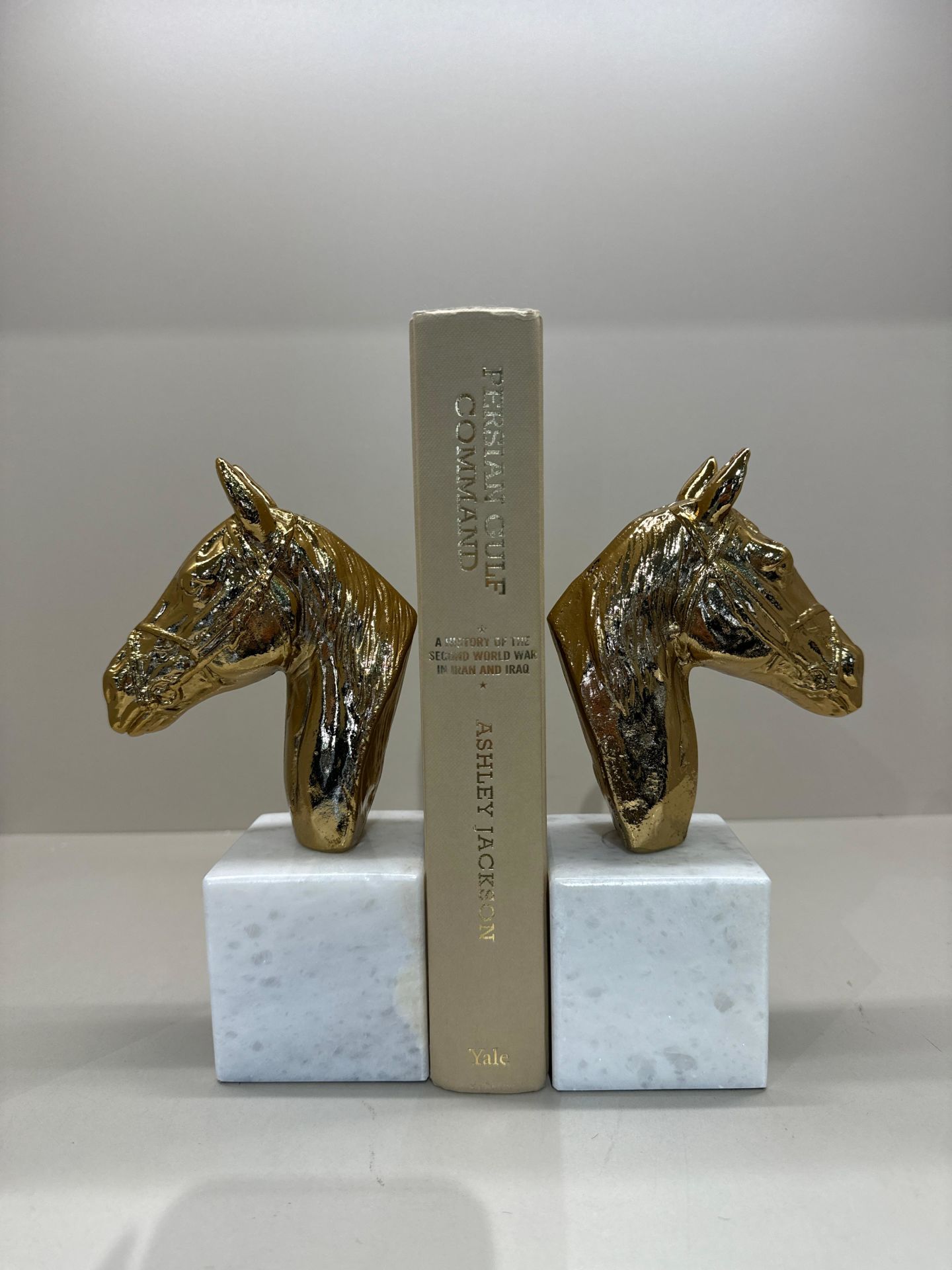 Pirinç At Kitap Tutucu Gold İkili