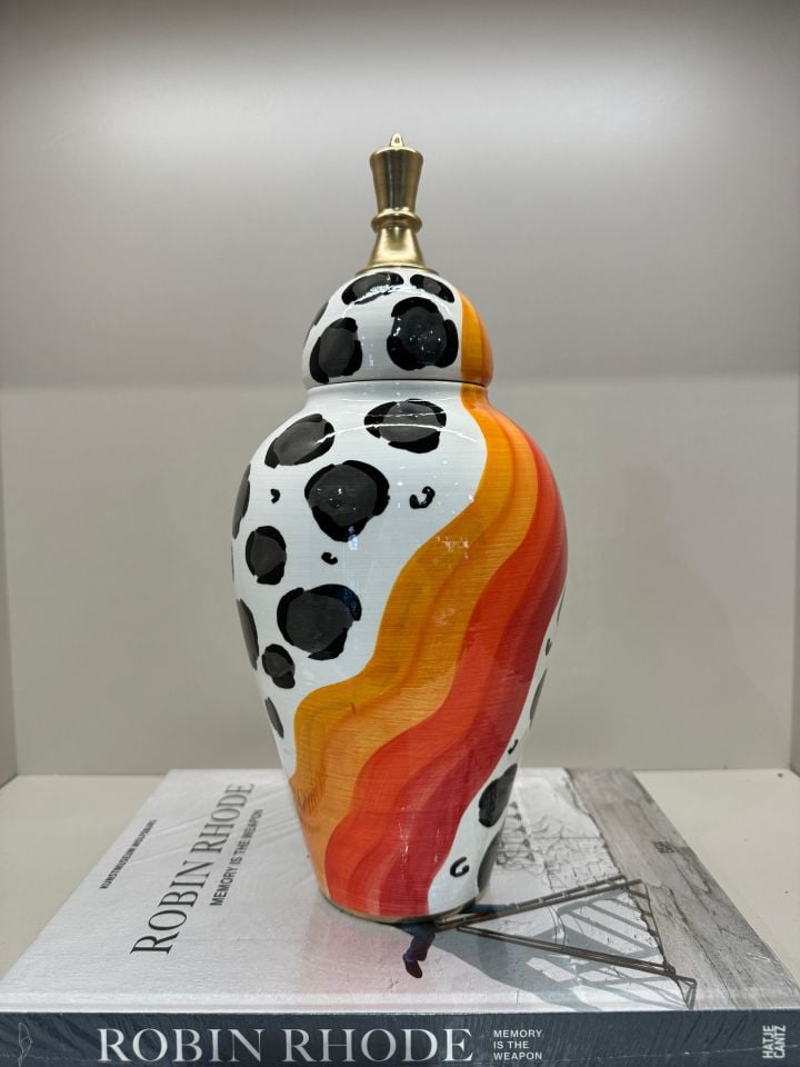 Turuncu Leopar Desen Küp Küçük Boy