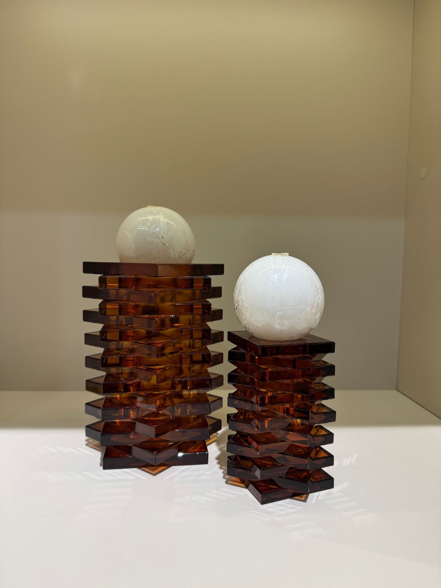 İkili Amber Kristal mumluk İkili