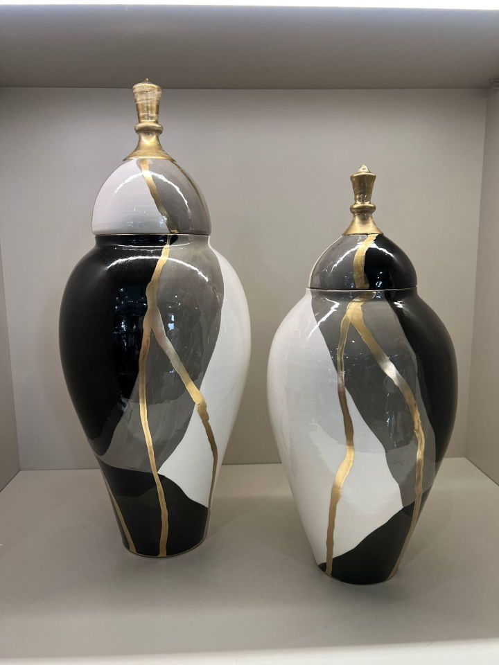 Desenli Gold Detaylı Küp 36 Cm