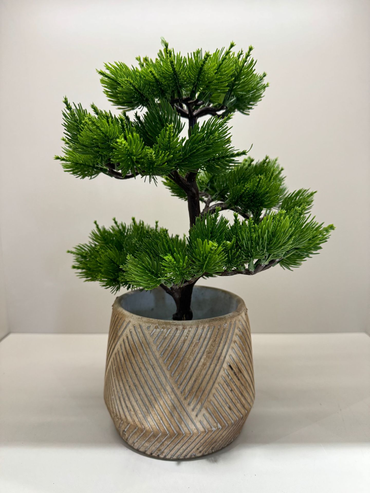 Yapay Bonzai Seramik Desenli Saksılı No:2