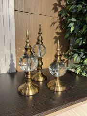 Kristal 3'lü Alem Antik Gümüş