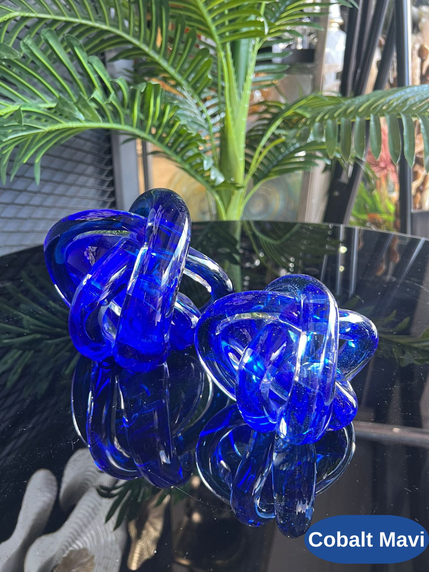 İkili Cam Düğüm Dekor cobalt mavi