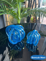 İkili Cam Düğüm Dekor boncuk mavi