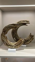 Mermer Kaideli Ay Dekor İkili Takım - Antik Gold