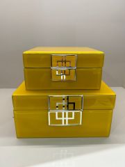 İthal Parlak Dekoratif Kutu İkili Takım - Kahverengi