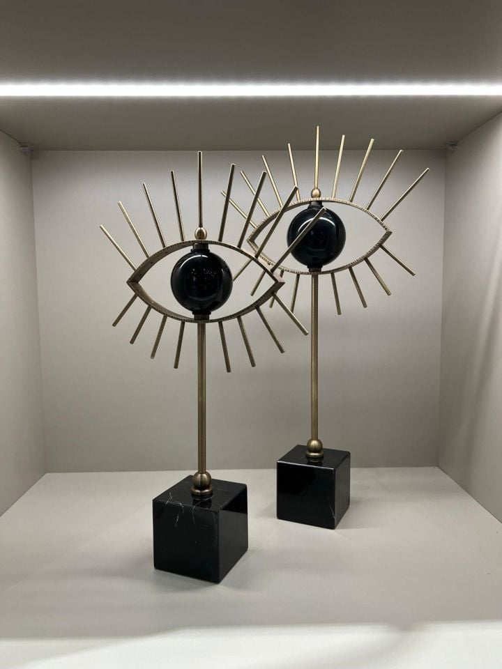 Pirinç Mermer Kaideli Göz Dekor Siyah