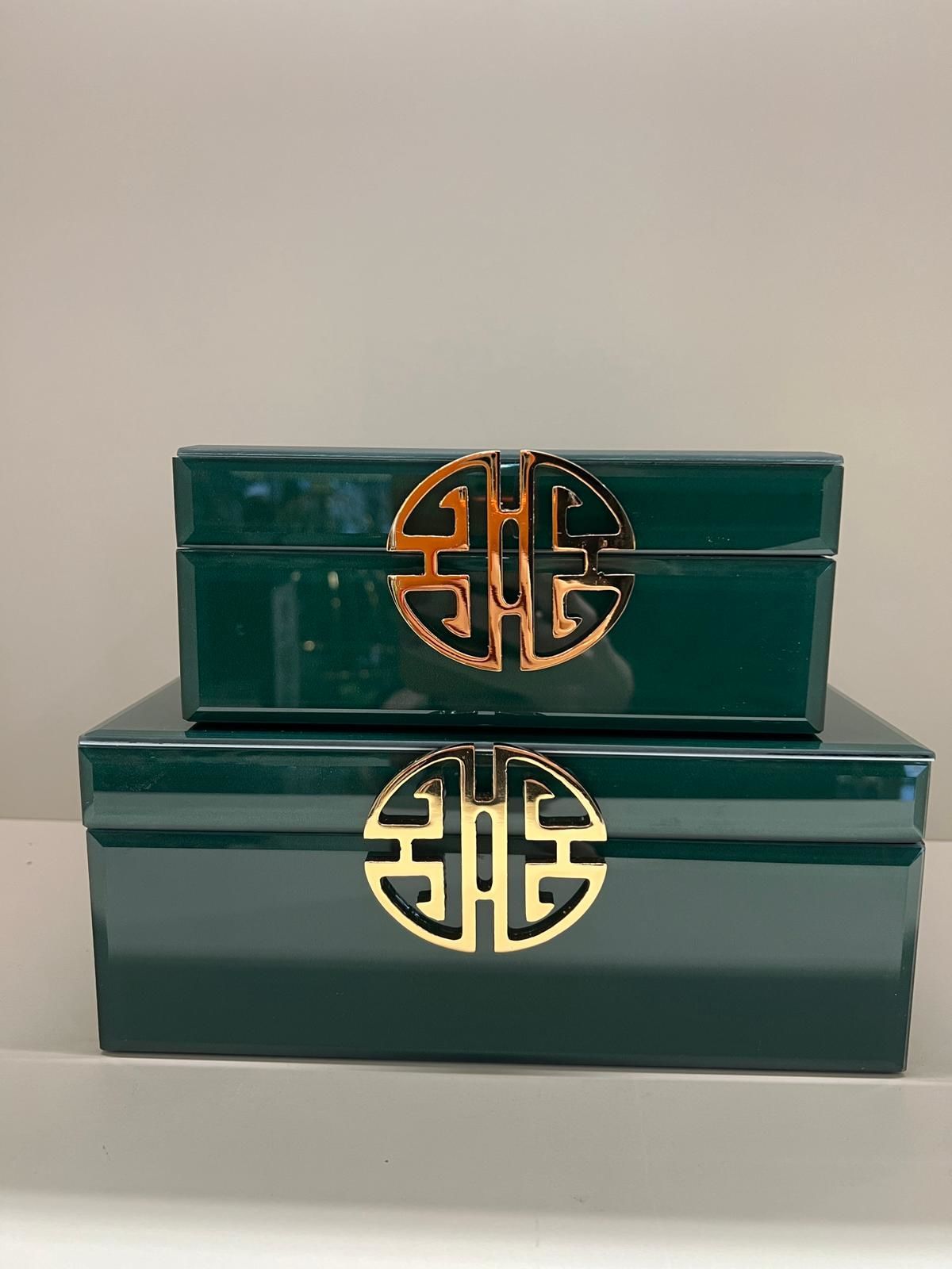 Gold Tokalı Yeşil Dekoratif Kutu Tek Büyük