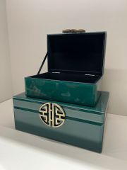 Antik Tokalı Yeşil Dekoratif Kutu Tek Büyük